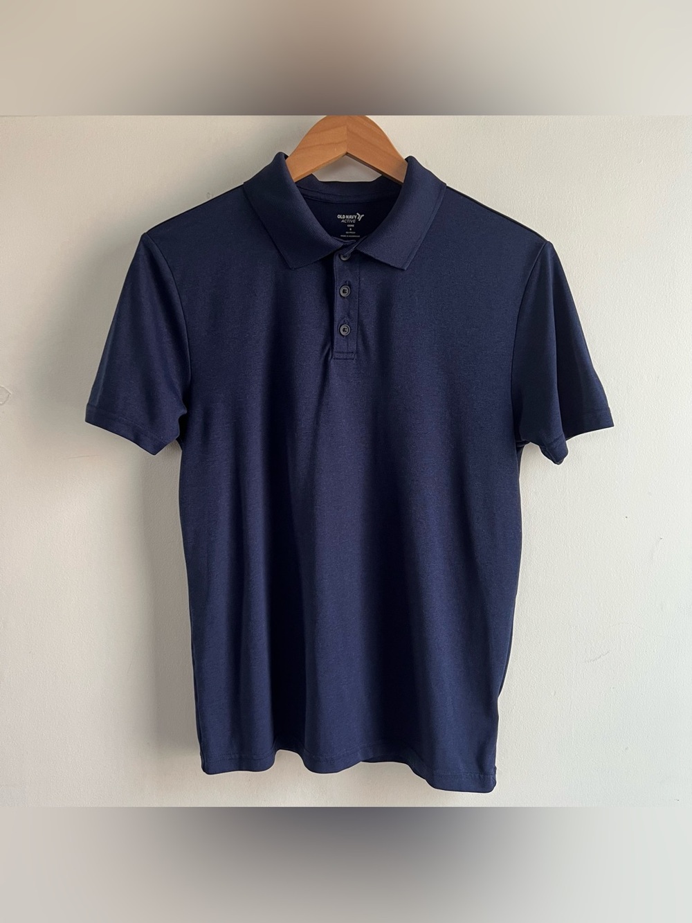 Old Navy Active Men’s S Polo Shirt Navy Blue Short Sleeve Moisture Wicking Golf